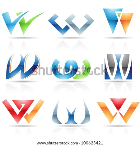 Vector illustration of abstract icons based on the letter W