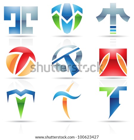 Vector illustration of abstract icons based on the letter T
