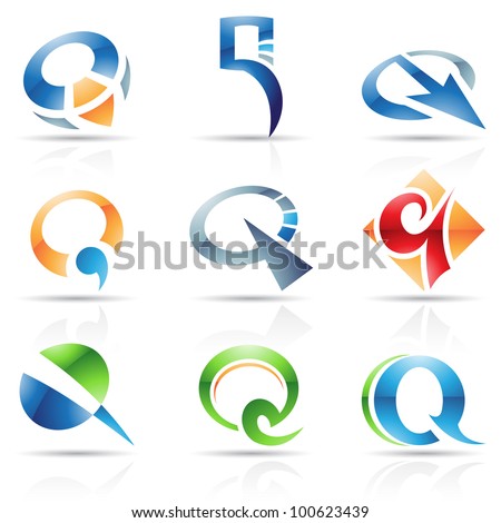 Vector illustration of abstract icons based on the letter Q