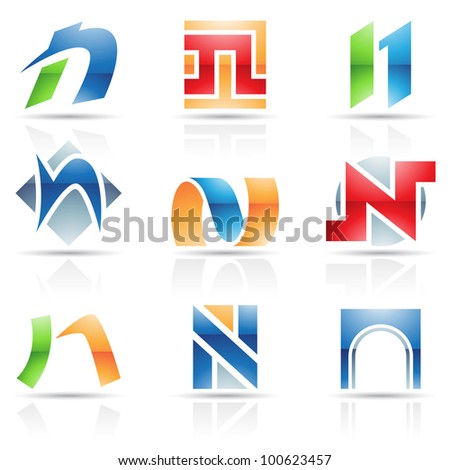 Vector illustration of abstract icons based on the letter N