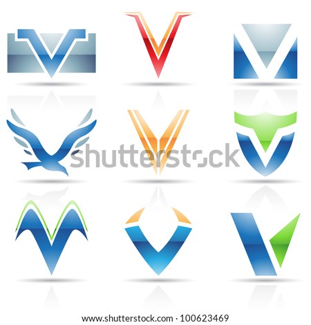 Vector illustration of abstract icons based on the letter V
