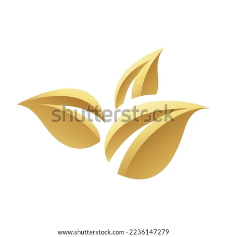 Golden Glossy Leaves on a White Background - Icon 2