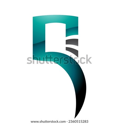 Persian Green and Black Glossy Square Shaped Letter Q Icon on a White Background