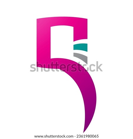 Magenta and Green Square Shaped Letter Q Icon on a White Background