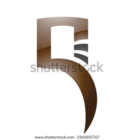 Brown and Black Glossy Square Shaped Letter Q Icon on a White Background
