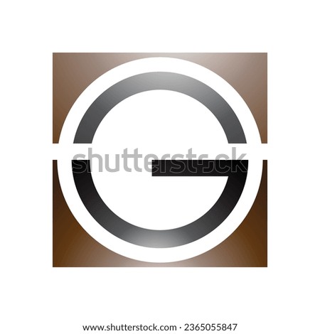 Brown and Black Glossy Round and Square Letter G Icon on a White Background