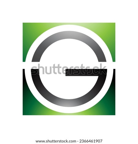 Green and Black Glossy Round and Square Letter G Icon on a White Background