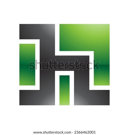 Green and Black Square Shaped Glossy Letter H Icon on a White Background
