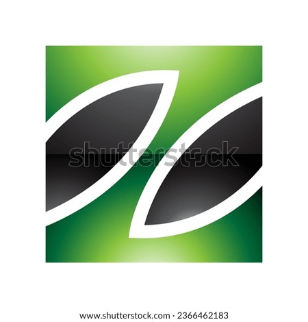 Green and Black Glossy Square Shaped Letter Z Icon on a White Background