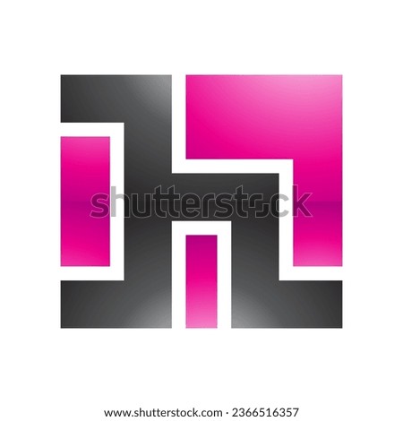 Magenta and Black Square Shaped Glossy Letter H Icon on a White Background