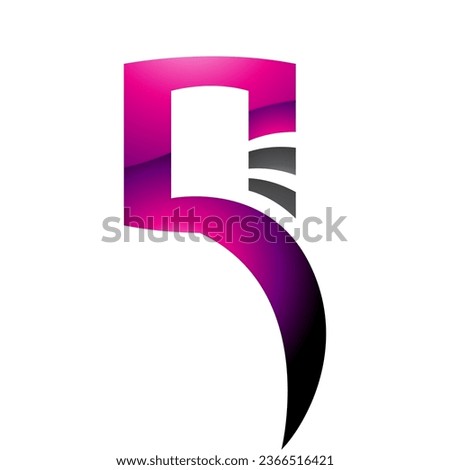 Magenta and Black Glossy Square Shaped Letter Q Icon on a White Background