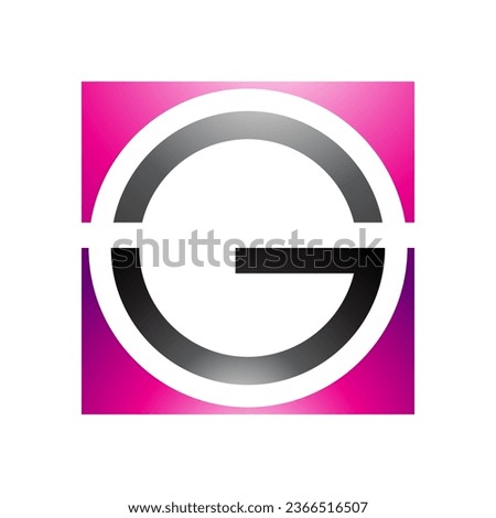 Magenta and Black Glossy Round and Square Letter G Icon on a White Background