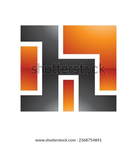 Orange and Black Square Shaped Glossy Letter H Icon on a White Background