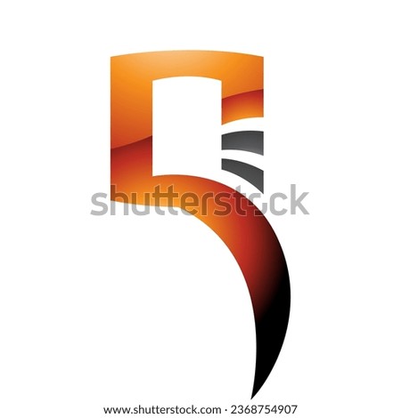 Orange and Black Glossy Square Shaped Letter Q Icon on a White Background