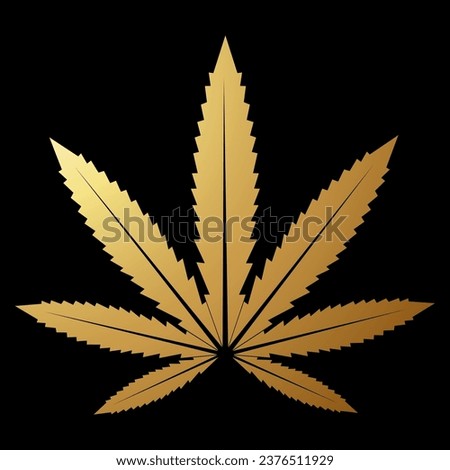 Gold Abstract Simplistic Cannabis Leaf Icon on a Black Background