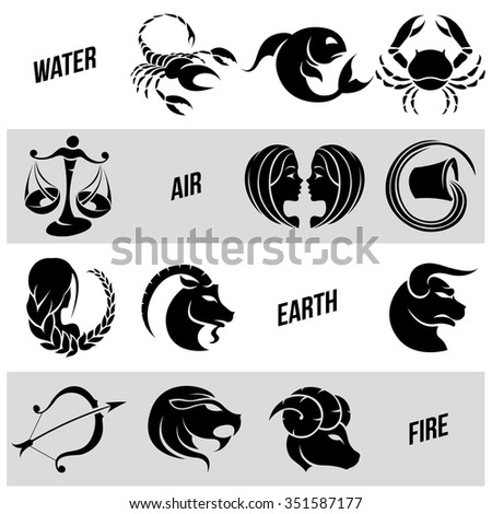 Vector Illustration of Black Zodiac Star Signs