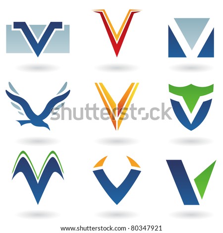 Vector illustration of abstract icons based on the letter V