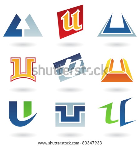 Vector illustration of abstract icons based on the letter U