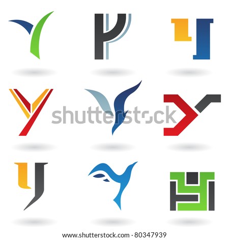Vector illustration of abstract icons based on the letter Y