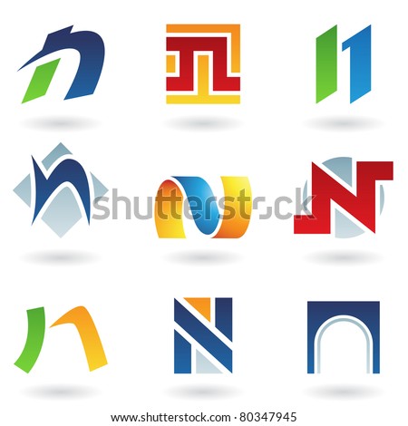 Vector illustration of abstract icons based on the letter N