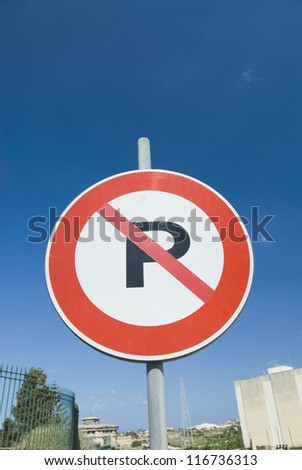 Low angle view of a No Parking sign, Malta