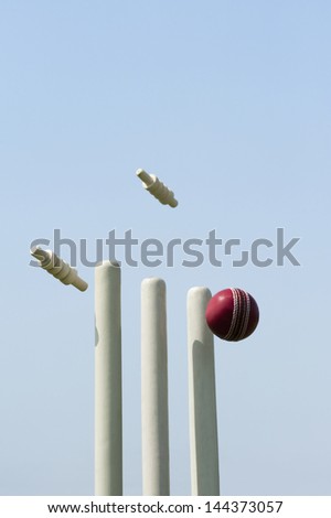 Cricket Ball Hitting Stumps Stock Photo 144373057 : Shutterstock