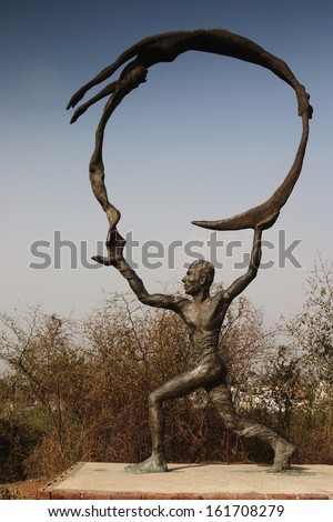 Statue in a garden, Garden of Five Senses, Saidul Ajaib, New Delhi, India