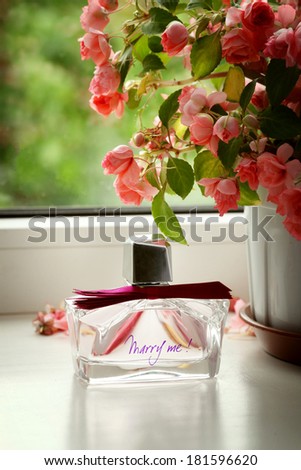 women\'s perfume Marry me in front of the window