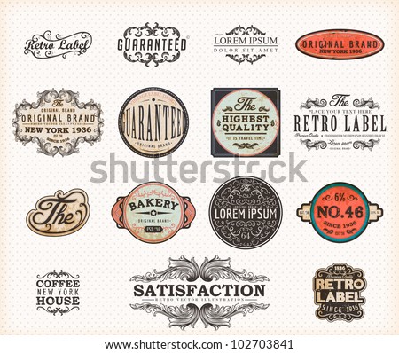 Set Of Premium Quality And Guarantee Labels With Retro Vintage Styled ...