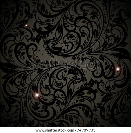 Seamless Wallpaper Pattern, Black Stock Vector Illustration 74989933