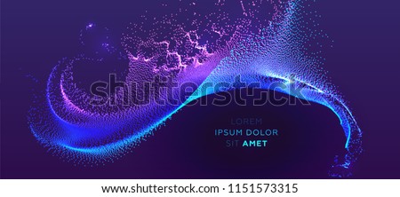 Glowing particles liquid dynamic flow. Trendy fluid cover design. Eps10 vector illustration 商業照片 © 