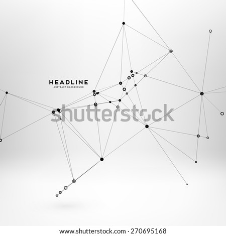 Abstract Background with Dots Array and Lines. Connection Structure. Geometric Modern Technology Concept. Digital Data Visualization. Social Network Graphic Concept