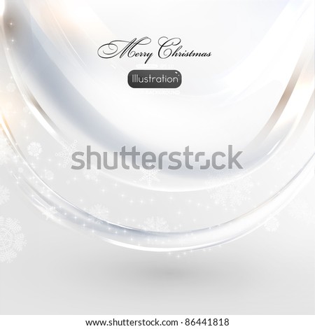 Light silver abstract Christmas background with white snowflakes