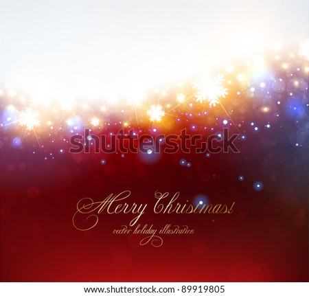 Light red abstract Christmas background with white snowflakes