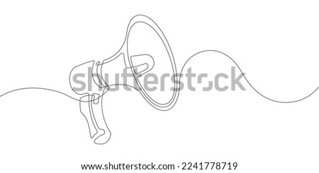 Megaphone.Public horn speaker.Continuous line drawing.Vector illustration .