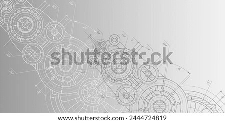 Gears. Mechanical Engineering background .Technical drawing .Vector illustration .