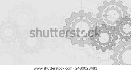 Rotating gears. Engineering industry. Technology Banner. Vector illustration.