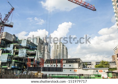 Tower crane lift slip form at construction