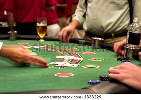 blackjack table at the casino