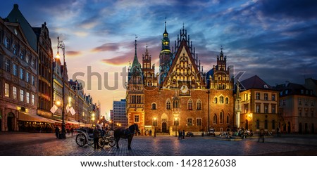 Similar – Image, Stock Photo Wroclaw city at night, aerial view