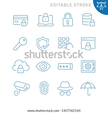 Security related icons. Editable stroke. Thin vector icon set