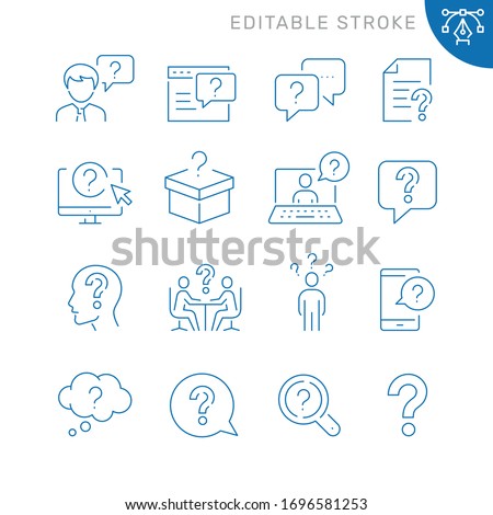 Question related icons. Editable stroke. Thin vector icon set