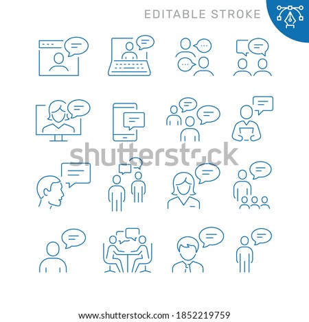 Speech related icons. Editable stroke. Thin vector icon set