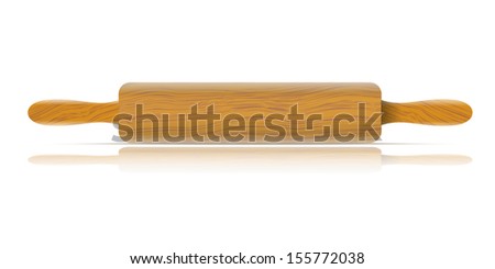 Image of a traditional rolling pin with reflection