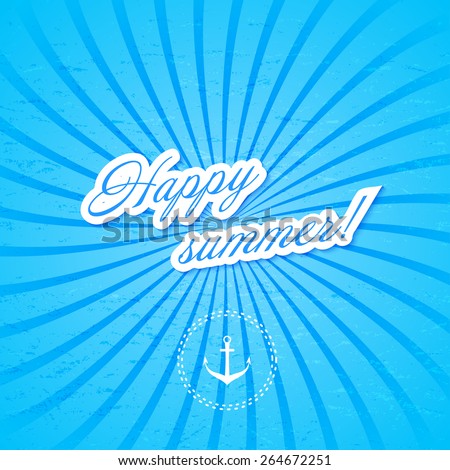 Blue background with anchor. Water. Vector illustration.