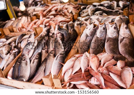 Fish background on some ocean market.