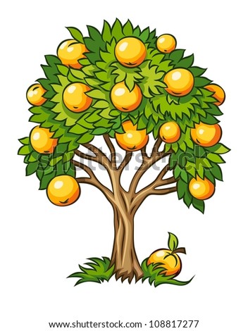 Fruit Tree Vector Illustration Isolated On White Background - 108817277 ...