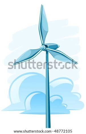 Wind Turbine For Electricity Energy Generation Vector Illustration ...