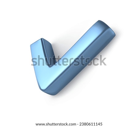 Checkbox Icon. Blue metallic check option for poll or text graphic symbol. Ok mark design element. Realistic icon. Vote on elections. Completed task. Vector illustration.