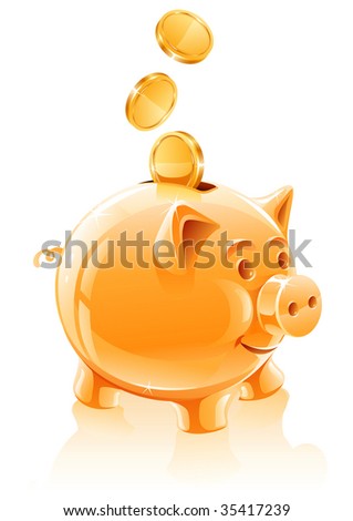 save money concept with piggy bank - vector illustration